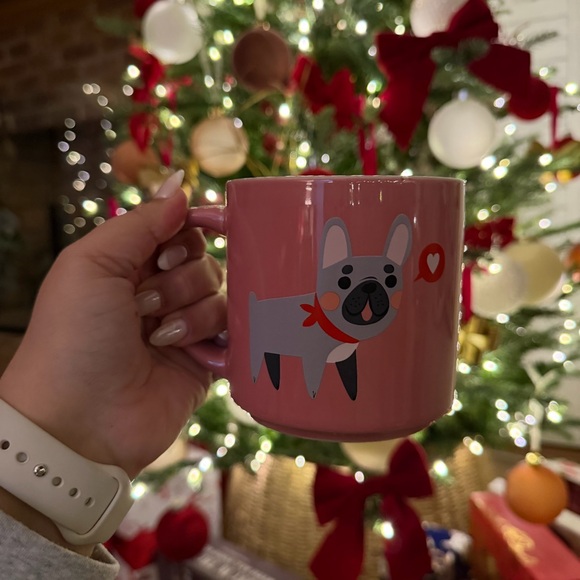 Threshold French Bulldog Love Ceramic Pink Coffee Mug W/ Dog & Red Heart - Picture 2 of 5